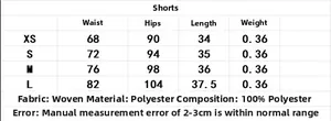 Size chart for women's contrast trim skort set with detailed waist and hip measurements