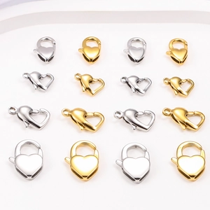 Heart Shaped Lobster Clasps Stainless Steel Polished Jewelry Connectors Findings For DIY Necklace Bracelet Making