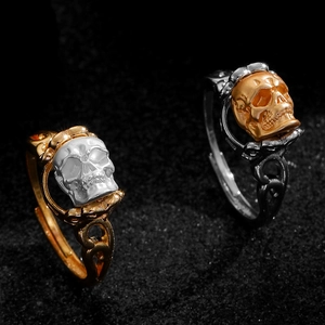 Gothic schedel open ringen in goud en zilver, verstelbaar punk design voor dames