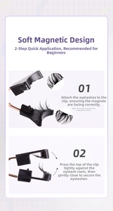 Detail of 3D magnetic eyelashes kit showing magnetic structure and dual-step applicator tool