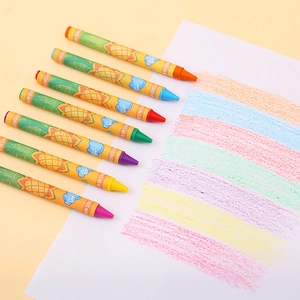 Colorful creative cartoon crayons set with sunflower patterns for kids drawing and art