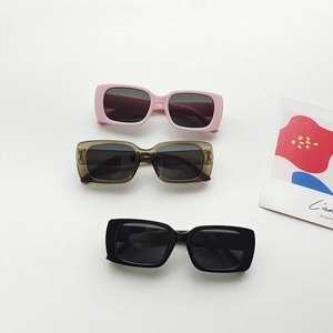 Kids vintage square acrylic sunglasses in pink, tea, and black with UV protection