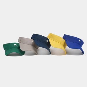 Collection of sun visor hats in five colors featuring cute bear embroidery for outdoors