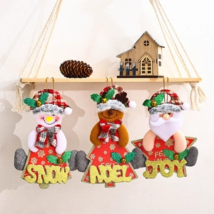 Plush Christmas Tree Ornaments Set Santa Claus Snowman Reindeer Hanging Dolls With Bells Noel Joy Snow Holiday Party Decorations