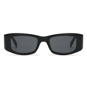 Classic black rectangular sunglasses with grey lenses for a minimalist look