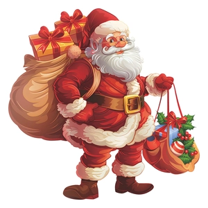 Cartoon Santa Claus wall sticker with gift bag for Christmas bedroom home decoration