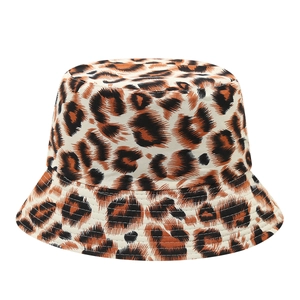 Outdoor leopard print reversible bucket hat with stylish sun protection for women and men