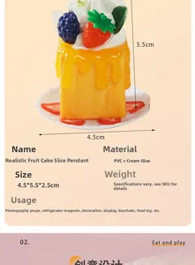 Detailansicht Mini-Obstkuchen-Schlüsselanhänger mit PVC-Creme und Beerenstruktur