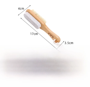 Dual-sided foot brush with natural bristles and volcanic pumice stone for callus removal