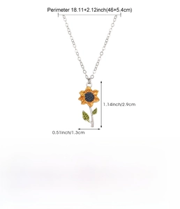 Spécifications techniques du collier tournesol avec détails de taille et de poids
