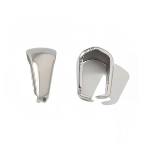 Polished silver stainless steel pinch bail clasp connectors for DIY jewelry making