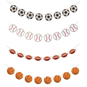 Sports Theme Party Banners Paper Baseball Soccer Rugby Basketball Hanging Garland Decorations Birthday Event Decor Novelty
