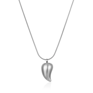 Sleek silver waterdrop pendant on a stainless steel snake chain for women