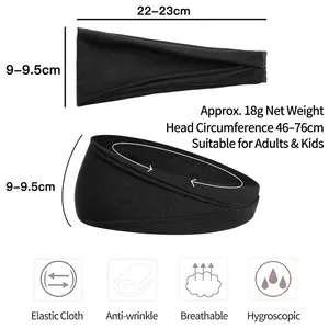 Black high-elasticity sports headband for yoga and running with breathable cotton fabric