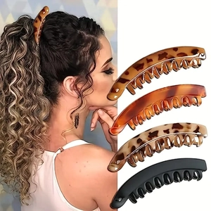 Matte Banana Hair Clips Plastic Interlocking Teeth Ponytail Holder Elegant Hair Accessory For Women