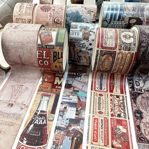 Vintage Washi Tape Set mit 4 Rollen mit Retro-Postern und antiken Zeitungsdrucken