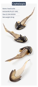 Detailed views of Cephalaspis prehistoric fish model with realistic brown and beige scales
