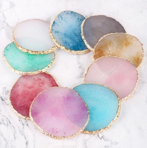 Resin Agate Style Nail Art Palette With Gold Edged Irregular Round Mixing Palette Display Board For Professional Polish