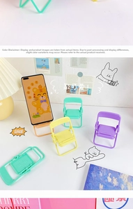 Foldable chair phone stand in macaron colors used as a cute desktop phone holder