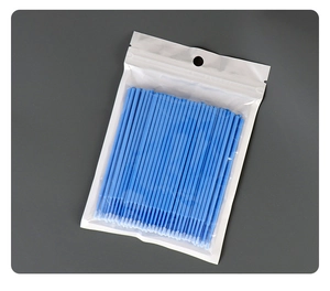 Micro-spazzole blu in fibra per extension ciglia e attività di precisione nel trucco