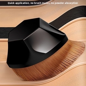 Macro detail of ergonomic hexagonal foundation brush with high-density synthetic bristles