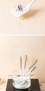 Macro detail of heat-resistant food-grade silicone utensils with a soft grip handle
