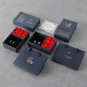 Jewelry Packaging Organizer With Soap Roses Handbag Greeting Card Window Lid Romantic Valentine's Wedding Anniversary Gift For Her