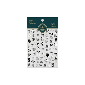 3D Christmas nail stickers with black and white snowmen and bows on blue card