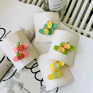 Lot de Barrettes à Cheveux Crocodile Style Coréen Motif Fruits Résine Douce Ananas Cerise Orange Banane pour Femmes