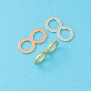Polished stainless steel infinity charms in rose gold, silver, and gold for DIY jewelry