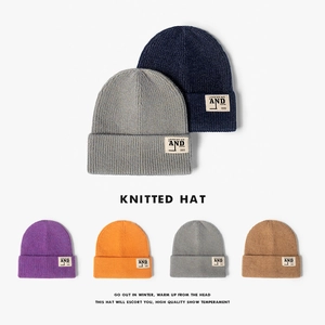 Bonnet En Tricot Chaud Hiver Doux À Revers Côtelé Épais Rétro Patch Lettres Extérieur Mode Pour Hommes Femmes