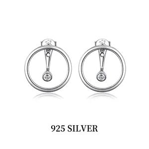 Geometric Hollow Circle Hoop Earrings With 925 Sterling Silver Earring Post Sparkly Zircon Minimalist Jewelry For Women