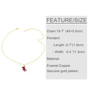 Detail view of gold teddy bear pendant necklace with 19.7 inch chain measurements