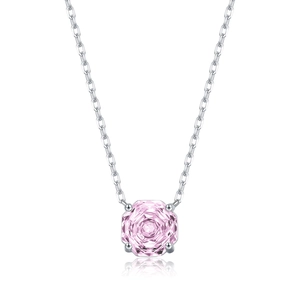 Elegant S925 silver necklace featuring an octagon-cut pink gemstone pendant with four-prong setting