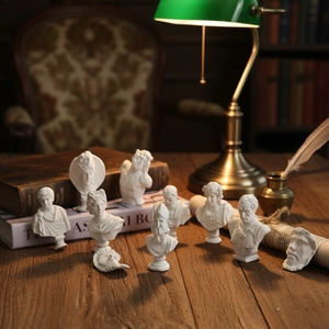 Classic mini resin plaster bust statues set for desk decor and artistic display
