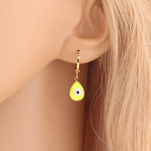 Evil Eye Drop Earrings Copper Gold Plated Colorful Resin Enamel Round Dangle Jewelry For Women Boho INS Style