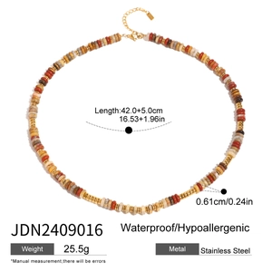 Detailed size and material diagram of waterproof stainless steel natural stone bead necklace