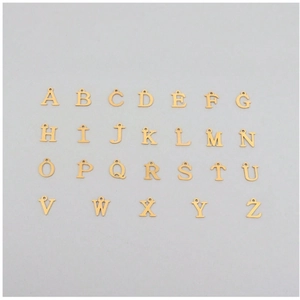 26 gold metal initial letter pendants set for DIY necklaces and personalized jewelry making