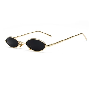 Retro Small Oval Sunglasses Metal Frame UV400 Narrow Lens Hip Hop Y2K Fashion Eyewear For Men Women