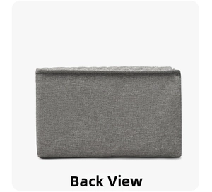 Rear view of foldable waterproof baby changing mat in neutral grey fabric texture