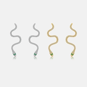 Snake Drop Earrings 925 Sterling Silver Micro Pave White Green Zircon Fashion Personalized Animal Jewelry For Women
