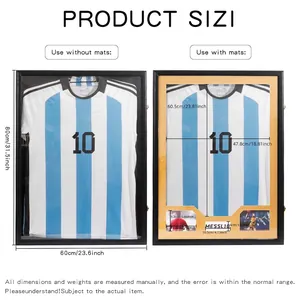 Jersey display shadow box frame with dimensions for tabletop and wall mounting