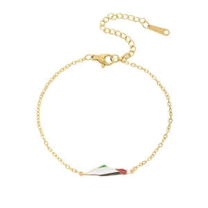 Golden double-layer stainless steel bracelet featuring Palestine map enamel charm