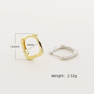 Minimalist S925 sterling silver square hoop earrings in gold and silver finish