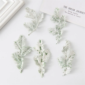 Set of five frosted artificial pine branches for Christmas decor and floral arrangements