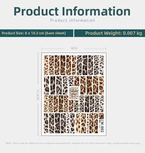 Détails autocollants ongles léopard EM-002, taille 8x10,3cm, poids léger de 0,007kg