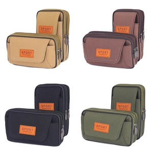 Men Multi Functional Canvas Waist Bag Phone Pouch Belt Loop Outdoor Sports Multi Pocket