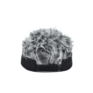 Funny visor hat with grey faux hair and adjustable velcro strap for outdoor street style