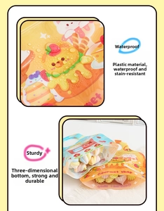 Waterproof cartoon cookie bag with stand-up bottom design and cute animal patterns