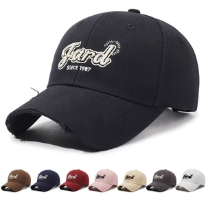 Vintage Distressed Cotton Baseball Cap Letter Embroidery Adjustable Sun Hat For Men Women Outdoor Casual